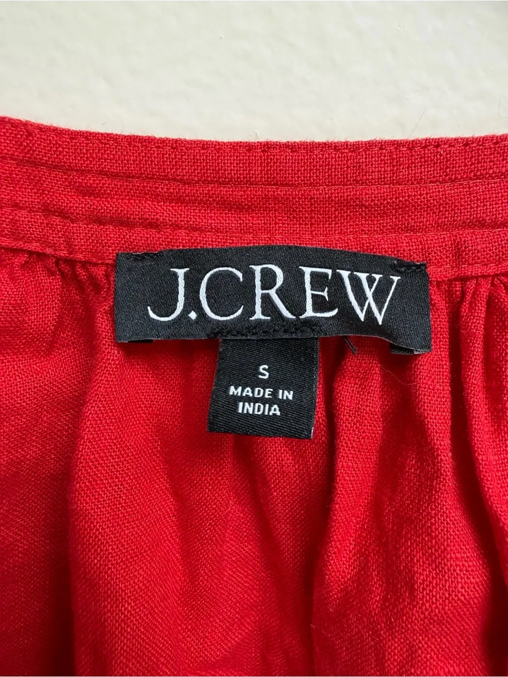 J. Crew Red Split-Neck Lightweight Blouse